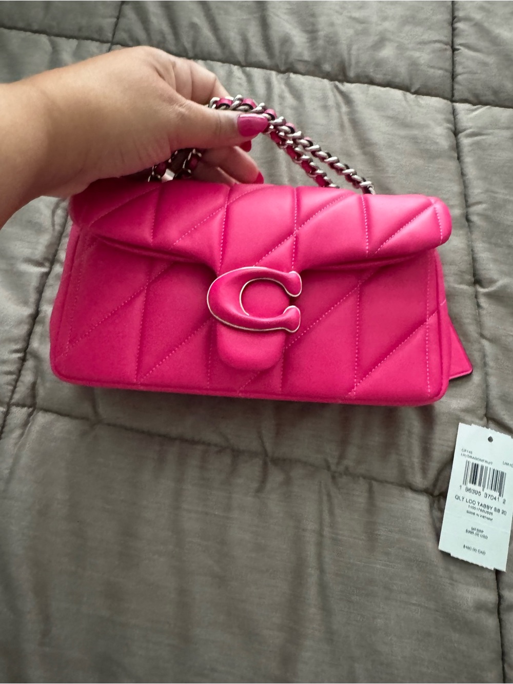 Coach Quilted Chain Shoulder Bag in Dragon Fruit